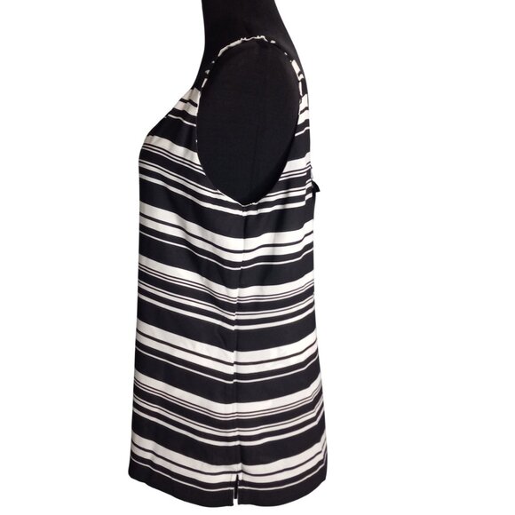 WHBM S Tank Top Reversible Sleeveless Floral Striped Print Black White V Neck - Picture 6 of 12